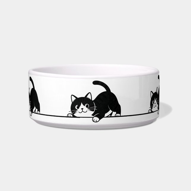 Cute Kitty Minimalistisch Design - CAT 6 Voerbakje (Voorkant)