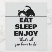 Cute Kitty Minimalistisch Design - CAT 6 Wijn Etiket (Enkel label)