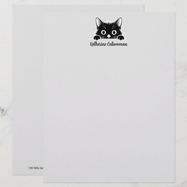 Cute Kitty Minimalistisch Design - KAT 1 Briefhoofd (Voorkant / Achterkant)
