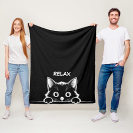 Cute Kitty Minimalistisch Design - KAT 1 + tekst Fleece Deken