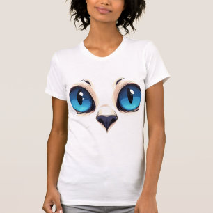 Cute Kitty Ogen Close-up Cartoon Kat Gezicht Illus T-shirt