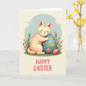 Cute Kitty Pasen Wenskaart Kaart (Gele Bloem)