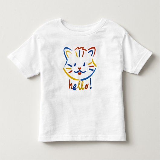 Cute kitty says hello! kinder shirts (Voorkant)