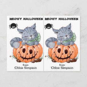 Cute Kitty Schoolfeest Halloween Kaart