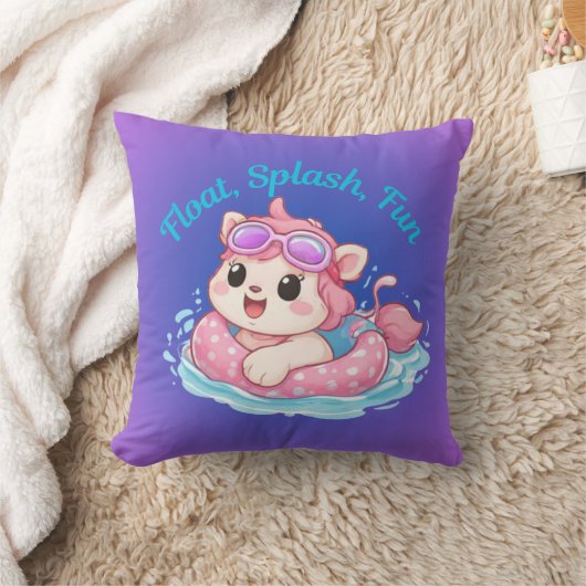 Cute Kitty Swimmer Design Throw Pillow Kussen (Deken)