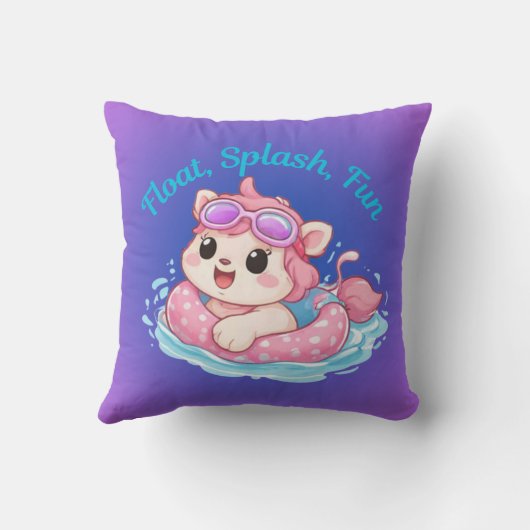 Cute Kitty Swimmer Design Throw Pillow Kussen (Achterkant)