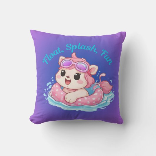 Cute Kitty Swimmer Design Throw Pillow Kussen (Voorkant)