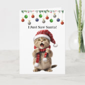 Cute Kitty Whimsical Cat Kerstkaart Kaart (Voorkant)