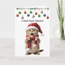 Cute Kitty Whimsical Cat Kerstkaart Kaart