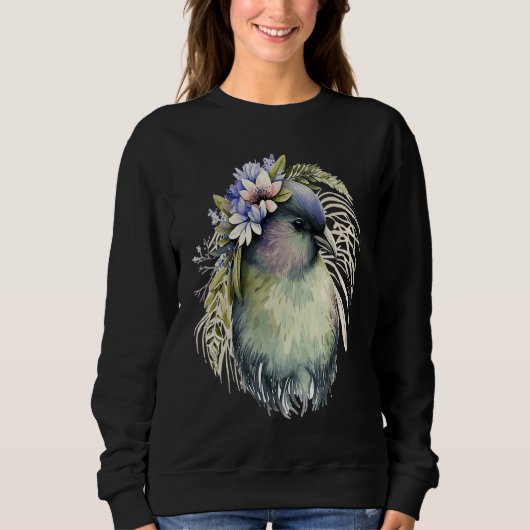 Cute Kiwi Bird Flower Crown Floral Exotic Birds Trui (Voorkant)