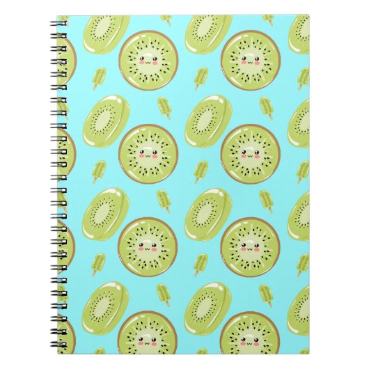Cute Kiwi Blue Fruit Summer Fresh Kawaii Pattern Notitieboek (Voorkant)