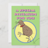 Cute kiwi springende cartoon kaart (Achterkant)