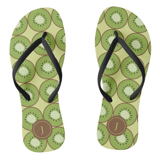 Cute Kiwi Summer Monogram Kiwivruchten, zoete vruc Teenslippers (Voetbed)