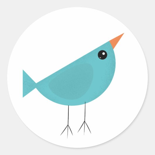 Cute klein blauwe vogel ronde sticker (Voorkant)