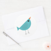 Cute klein blauwe vogel ronde sticker (Envelop)