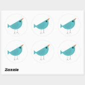 Cute klein blauwe vogel ronde sticker (Vel)