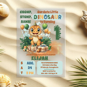 Cute Kleine Dinosaurus Jongen 1e Verjaardagsfeestj Acryl Uitnodigingen