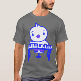 Cute Kleine Eend Kuiken Vogel Speelt Toetsenbord M T-shirt