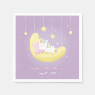 Cute Kleine Eenhoorn op Maan Baby Shower Servetjes Servetten