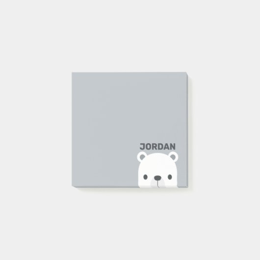 Cute Kleine Ijsbeer met Gepersonaliseerde Naam Post-it® Notes (Voorkant)