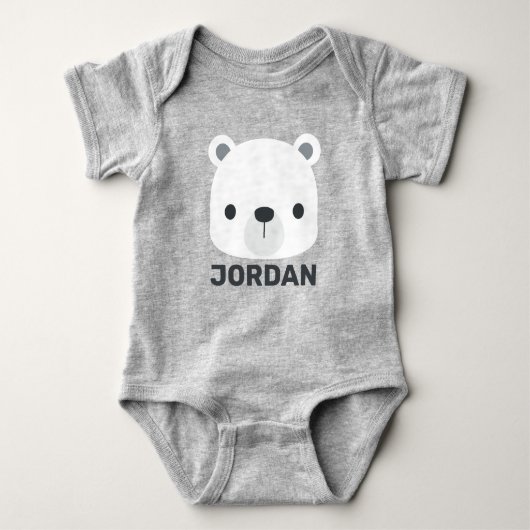 Cute Kleine Ijsbeer met Gepersonaliseerde Naam Romper (Voorkant)