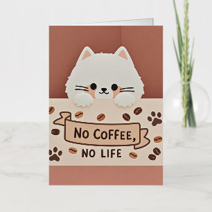 Cute kleine kattenpootafdrukken en koffiebonen folie wenskaart
