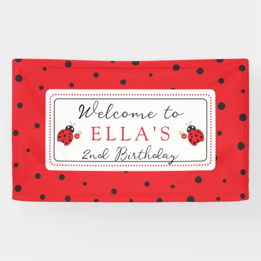 Cute Kleine Lieveheersbeestje Kinderen Verjaardags Spandoek (Horizontaal)