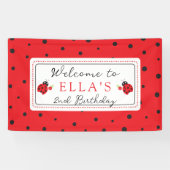 Cute Kleine Lieveheersbeestje Kinderverjaardagsfee Spandoek (Horizontaal)