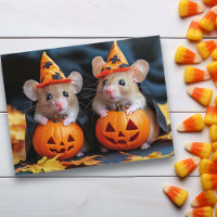 Cute kleine muizen halloween pompoenen