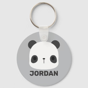 Cute kleine pandabeer met gepersonaliseerde naam sleutelhanger