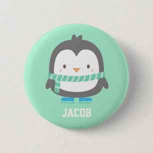 Cute Kleine Pinguïn met Winter Kraagdoek Voor Jong Ronde Button 5,7 Cm
