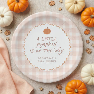 Cute Kleine Pompoen Op Komst Baby Shower Papieren Bordje
