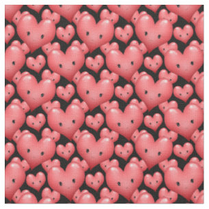Cute Kleine Rode Hartjes met Gezichten Stof
