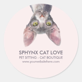 Cute Kleine Roze Canadese Sphynx Kat Auto Ronde Sticker
