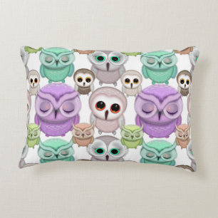 Cute Kleine Uilen in Pasteltinten Accent Kussen