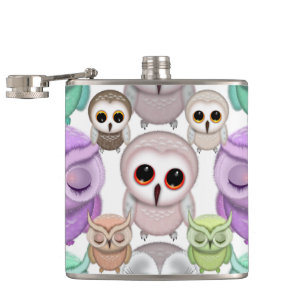 Cute Kleine Uilen in Pasteltinten Heupfles