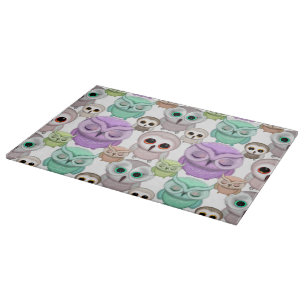 Cute Kleine Uilen in Pasteltinten Snijplank