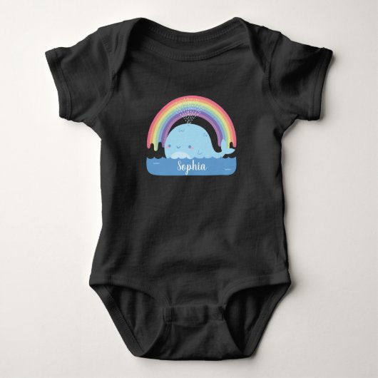 Cute Kleine Walvis en Regenboog Persoonlijk Romper (Voorkant)