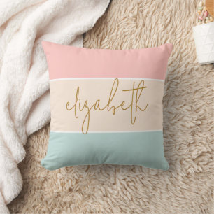 Cute Kleurblok Pastel Roze Geel Blauw Streep Kussen