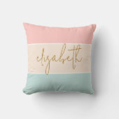 Cute Kleurblok Pastel Roze Geel Blauw Streep Kussen (Voorkant)