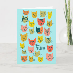 Cute kleurful cat head Patroon JUBILEUM LOVE Kaart
