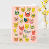 Cute kleurful cat head Patroon JUBILEUM LOVE Kaart (Gele Bloem)