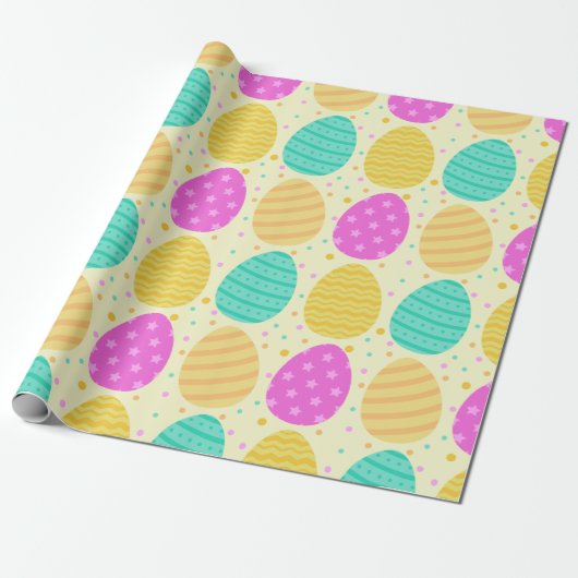 Cute kleurful easter-eitenpatroon cadeaupapier (Uitgerold)