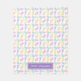 Cute Kleurrijk Cijferpatroon Kinderen Naam Fleece Deken