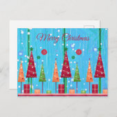 Cute, kleurrijk, kerstbomen, kerstmis briefkaart (Voorkant / Achterkant)