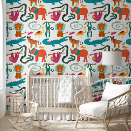 Cute Kleurrijke Abstract Dieren Kinderen Patroon Behang