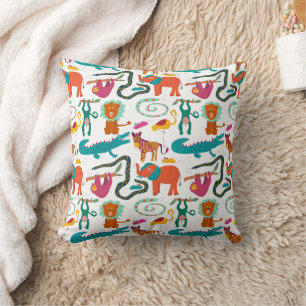 Cute Kleurrijke Abstract Dieren Kinderen Patroon Kussen