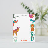 Cute Kleurrijke Abstracte Dieren Aangepaste Kinder Bedankkaart (Staand voorkant)