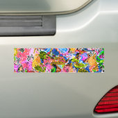 Cute kleurrijke abstracte gemengde paisley bloemen bumpersticker (Op auto)