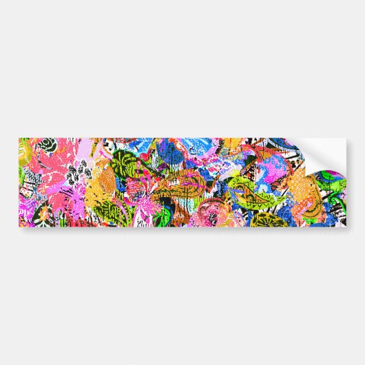 Cute kleurrijke abstracte gemengde paisley bloemen bumpersticker (Voorkant)